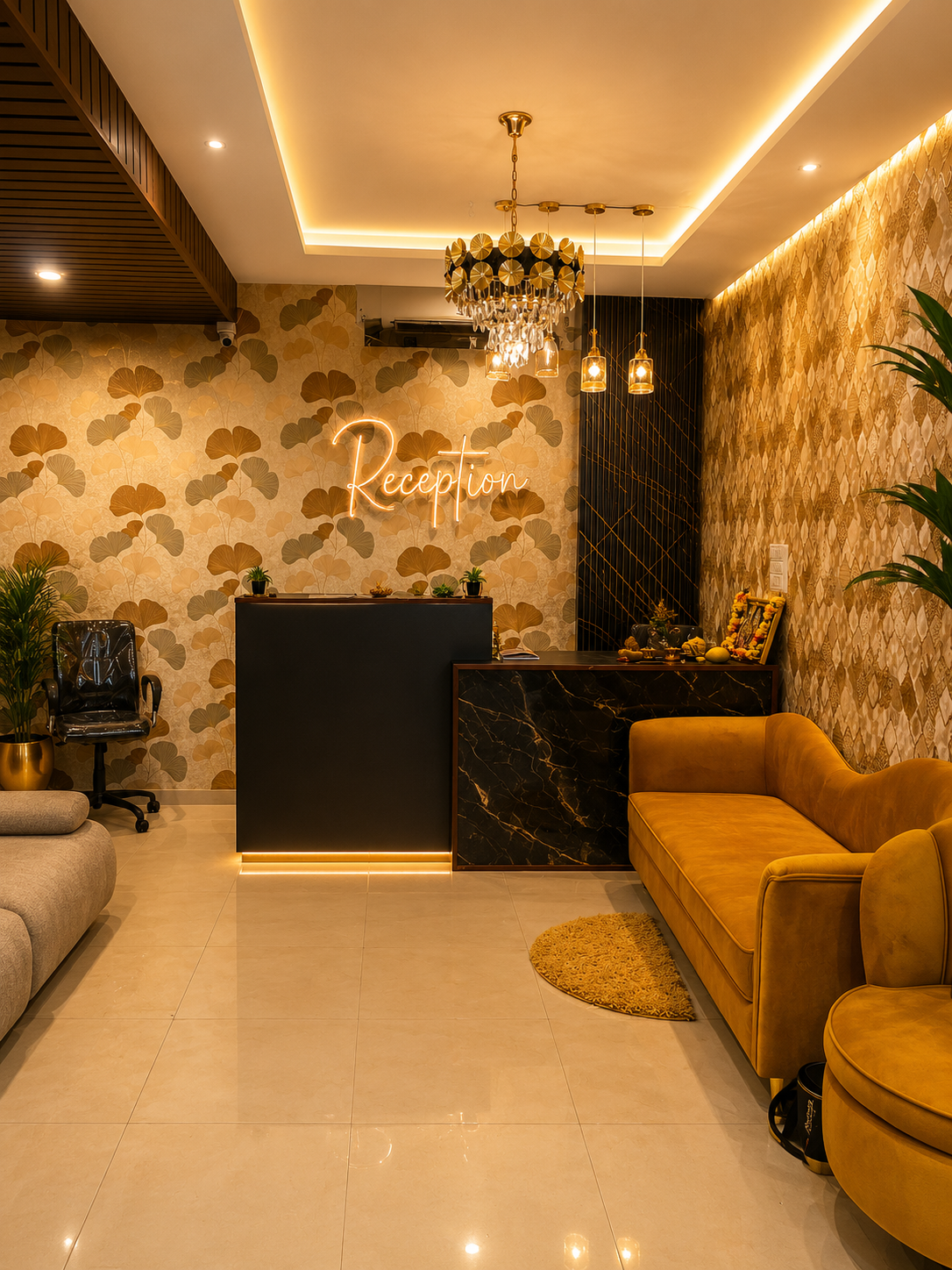 Luxury reception area at Aayatana Luxury Spa HSR Extension Bengaluru